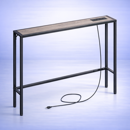 Narrow Console Sofa Table with Charging Station